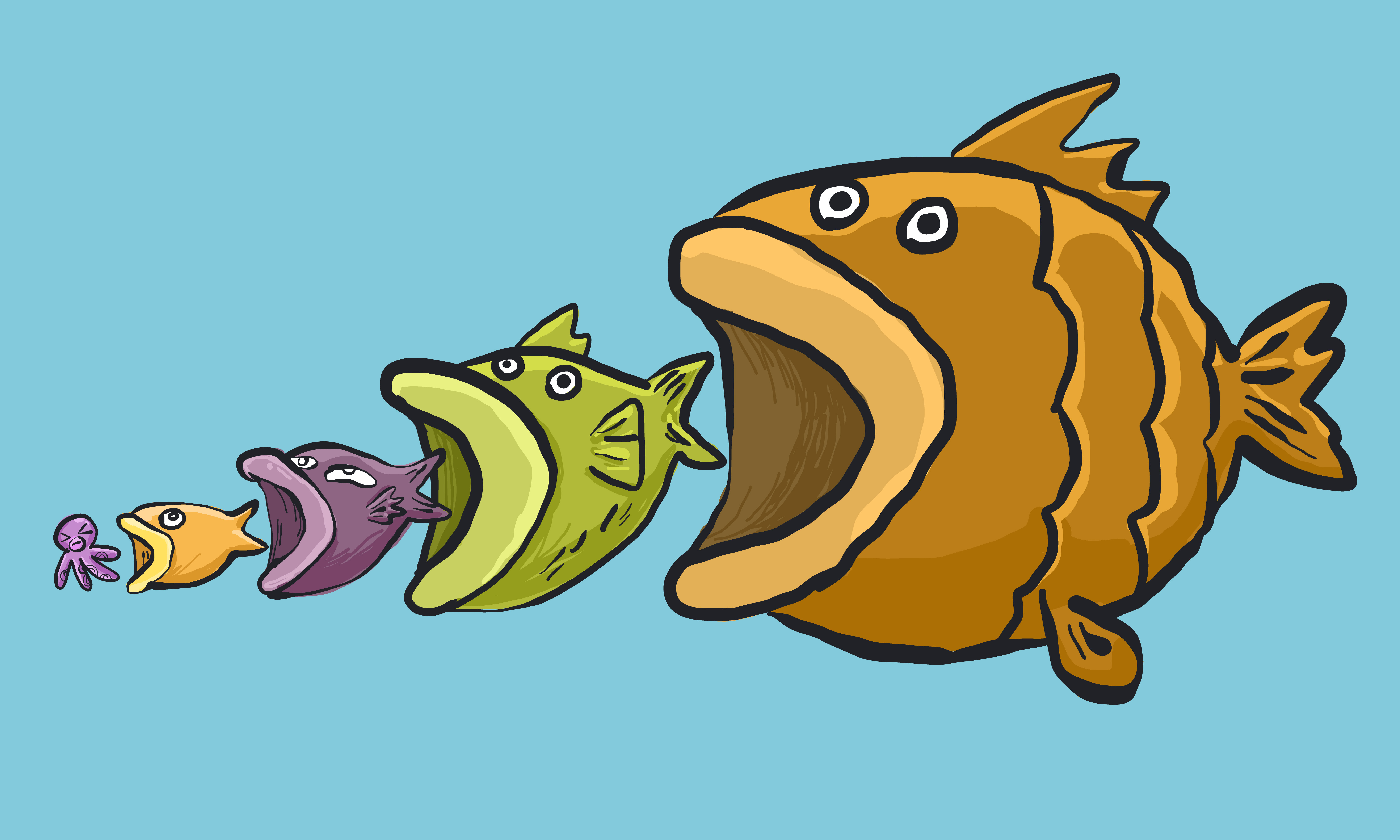 Рыбка съедает другую рыбку. Что едят рыбы. Рыбы едят друг друга. Большая и маленькая рыба. Большая рыба ест маленькую.
